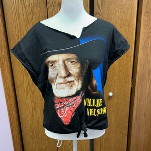 Willie Nelson concert merch summer tour double sided shirt 
Cut & made into crop